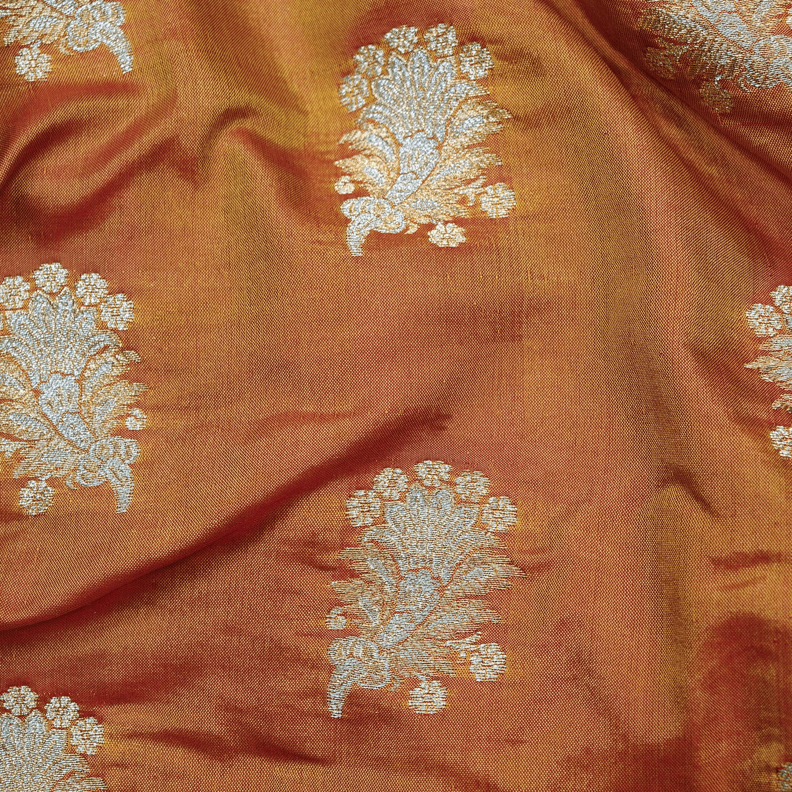 Mehrunisa Fleuristan Katan Silk (Dual Tone Rust)