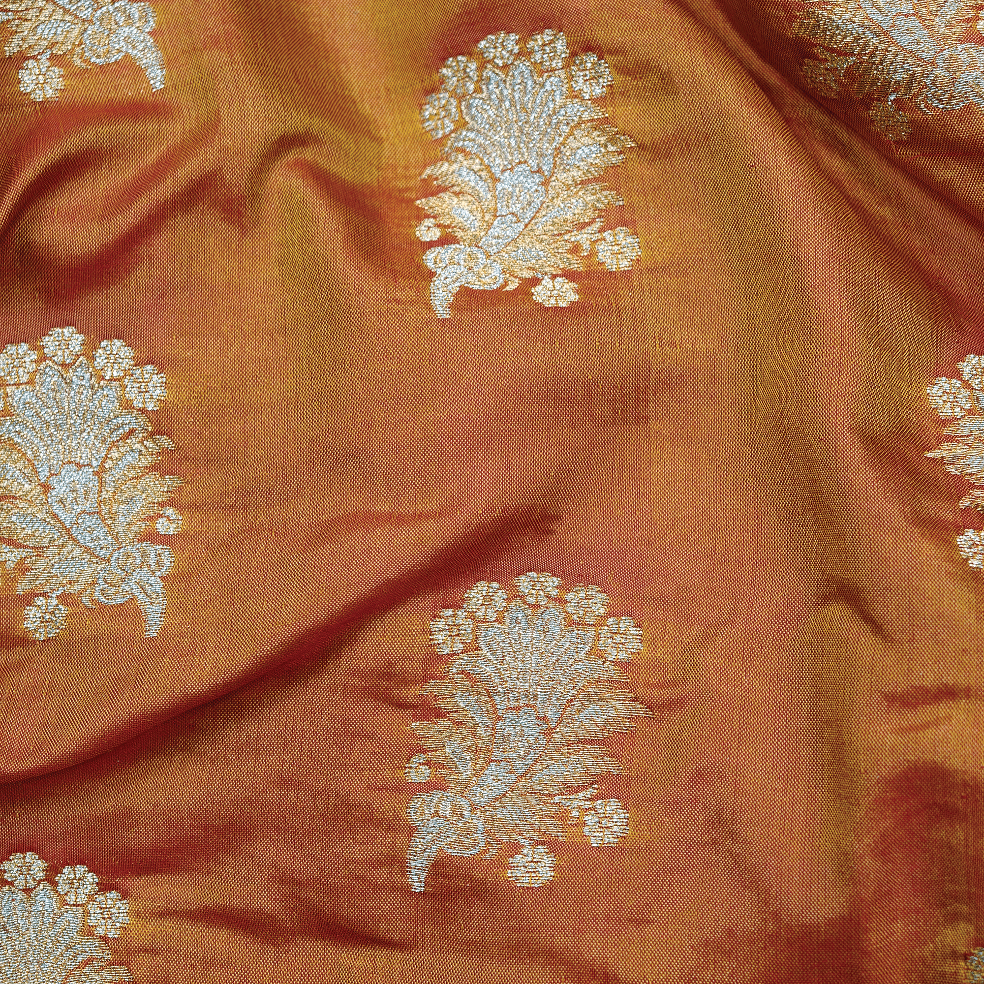 Mehrunisa Fleuristan Katan Silk (Dual Tone Rust)