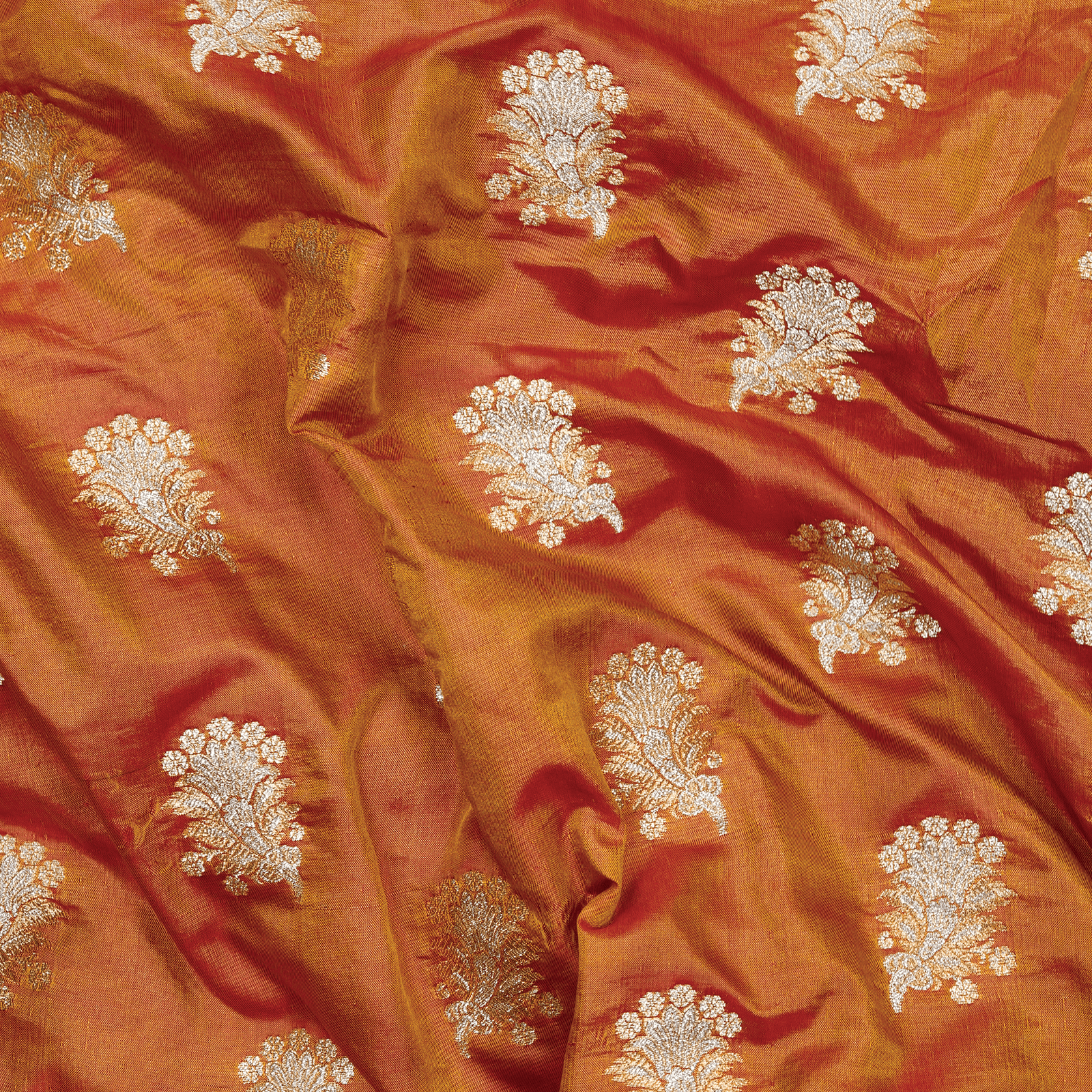 Mehrunisa Fleuristan Katan Silk (Dual Tone Rust)
