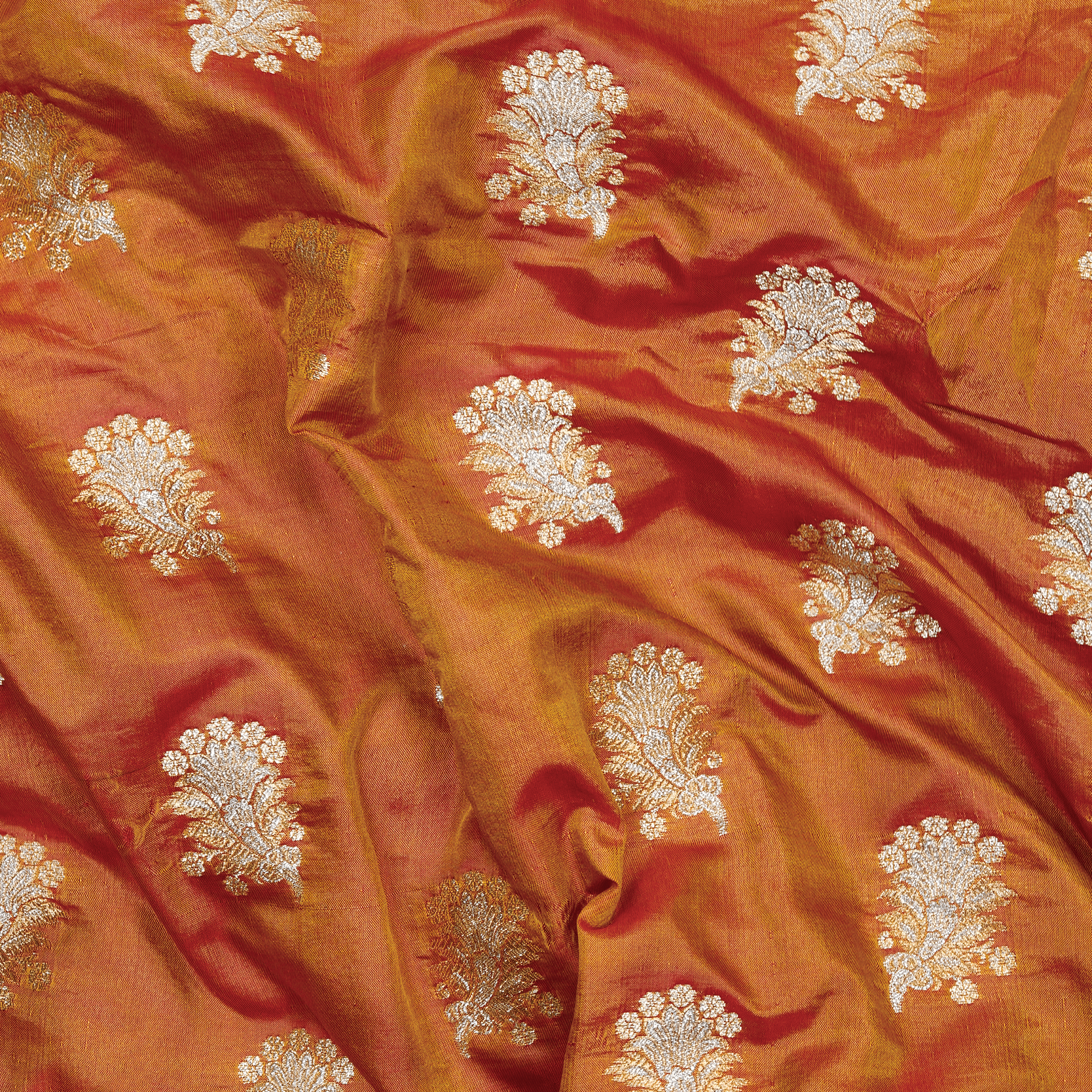 Mehrunisa Fleuristan Katan Silk (Dual Tone Rust)