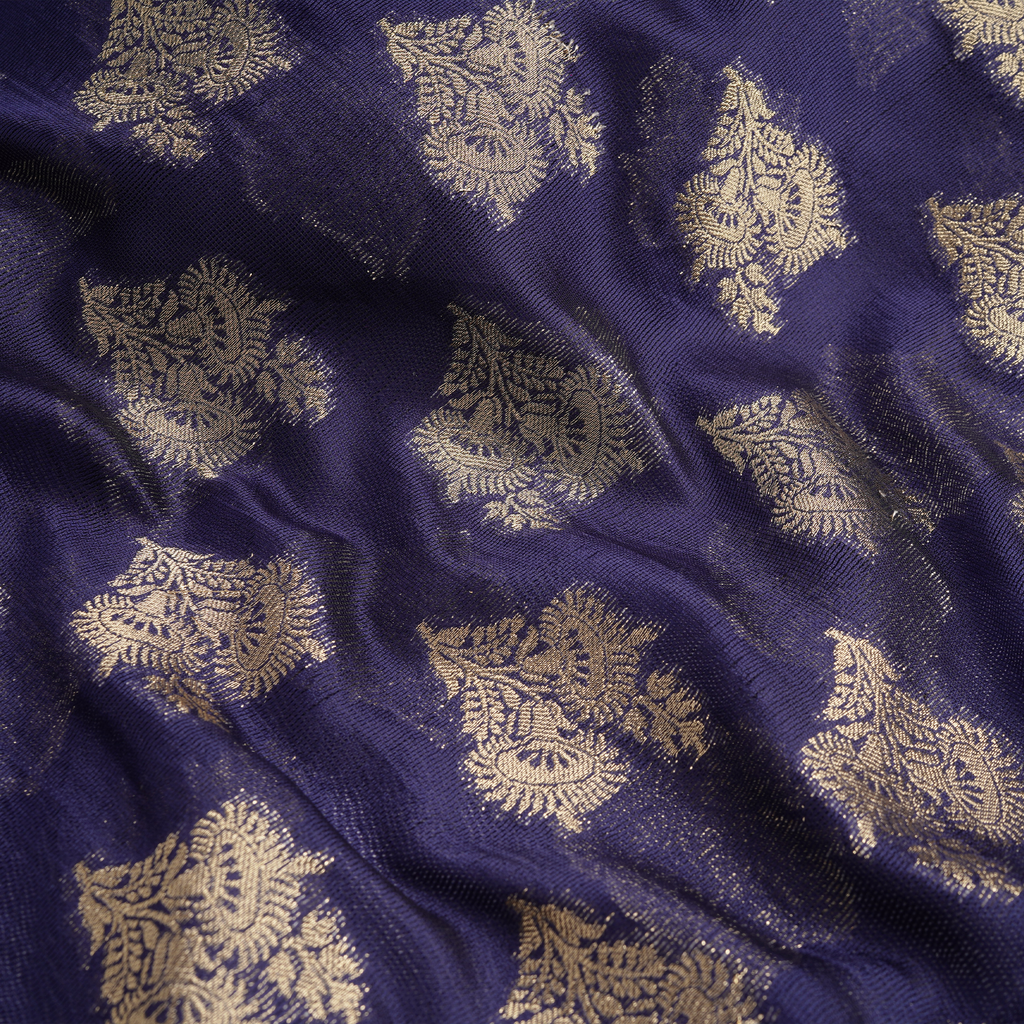 Mehwar – Loom Net Fabric with Golden Zari Bunch