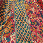 Lalzar-e-Gul – Satin Jamawar Kamkhwab with Floral Art Borders - Zahra Maham