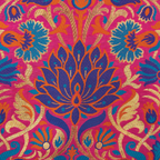 Lalzar-e-Gul – Satin Jamawar Kamkhwab with Floral Art Borders - Zahra Maham