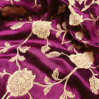 Lams-e-Noor – Pure Katan Satin Silk Floral Jaal Fabric - Zahra Maham