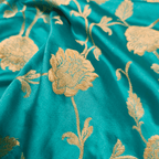 Lams-e-Noor – Pure Katan Satin Silk Floral Jaal Fabric - Zahra Maham