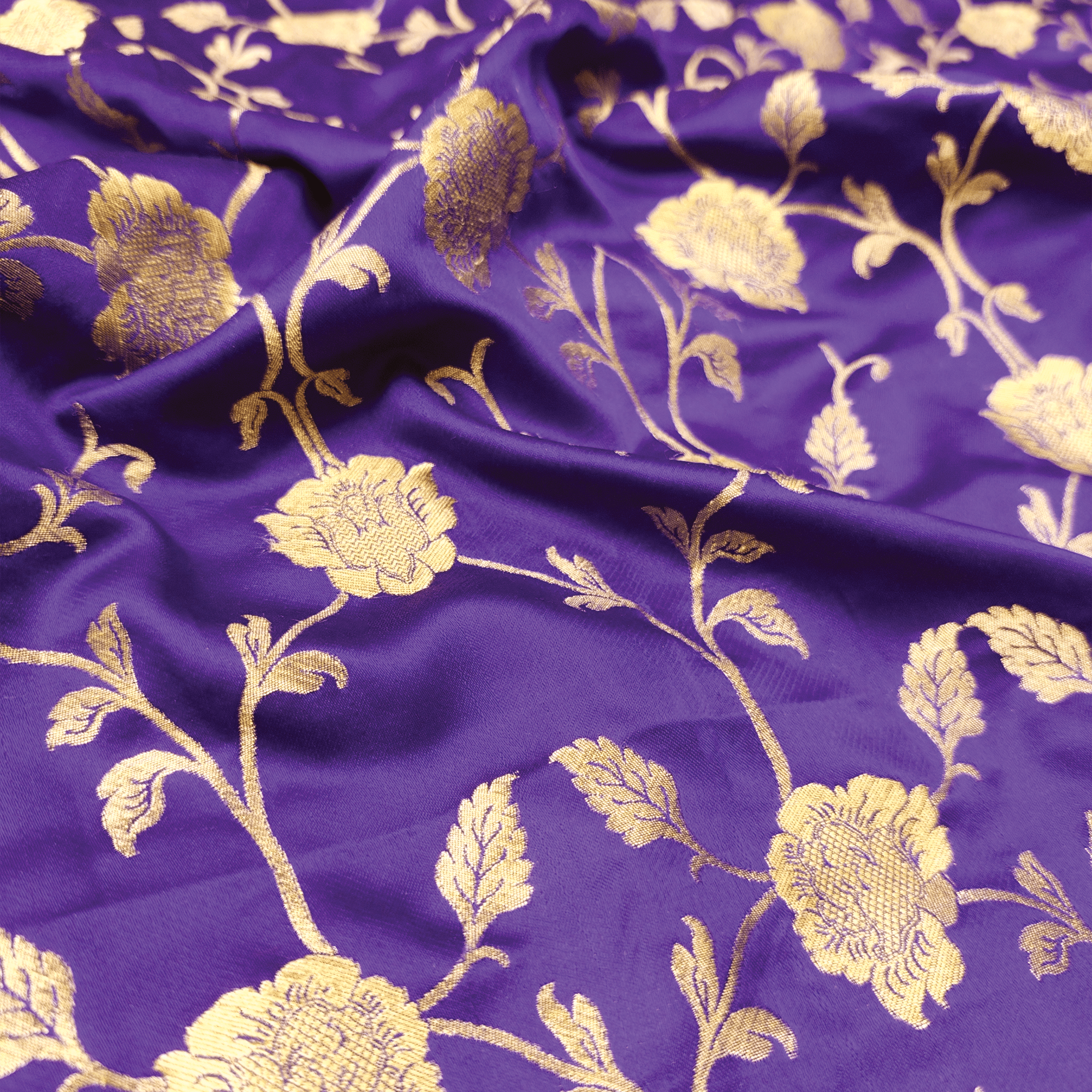 Lams-e-Noor – Pure Katan Satin Silk Floral Jaal Fabric - Zahra Maham