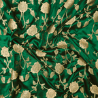 Lams-e-Noor – Pure Katan Satin Silk Floral Jaal Fabric - Zahra Maham