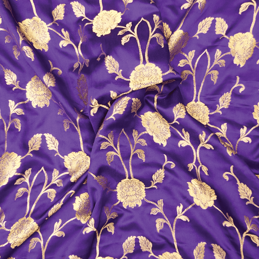 Lams-e-Noor – Pure Katan Satin Silk Floral Jaal Fabric - Zahra Maham