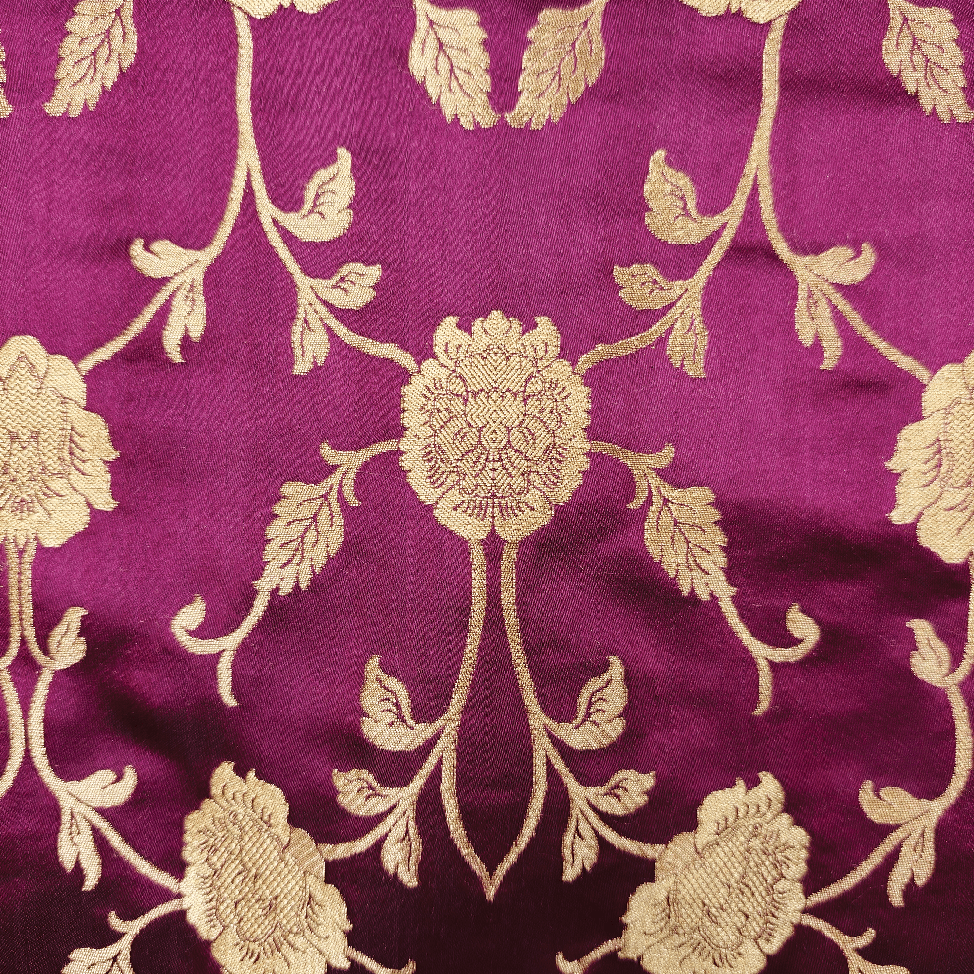 Lams-e-Noor – Pure Katan Satin Silk Floral Jaal Fabric - Zahra Maham