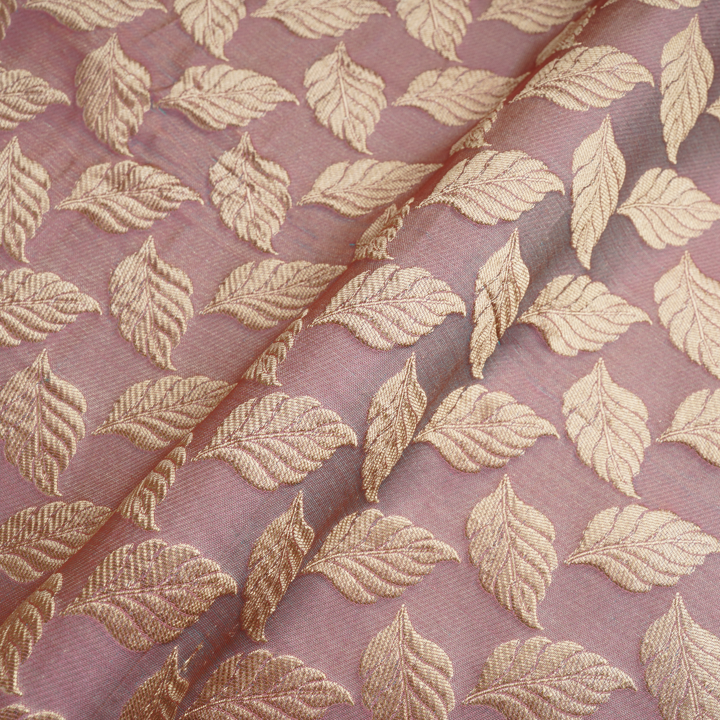 Naumeed – Pure Katan Satin with Leaf Pattern