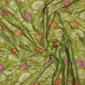 Guljaal-e-Khaalis (Green) – Pure Katan Silk Floral Jaal