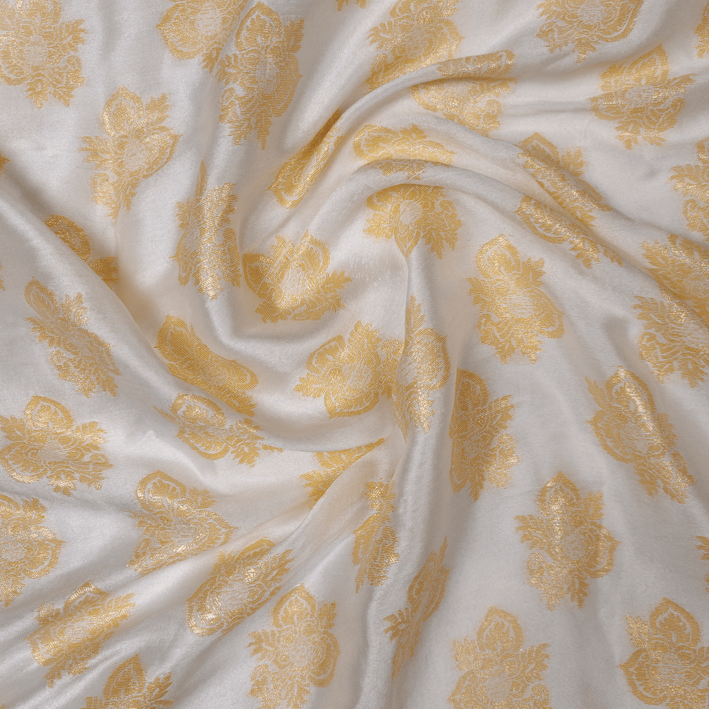 Mah-e-Kundan - Pure White Silk with Elegant Kundan Zari - Zahra Maham