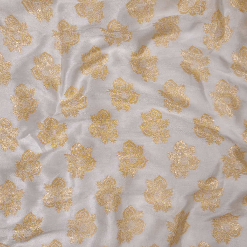 Mah-e-Kundan - Pure White Silk with Elegant Kundan Zari - Zahra Maham