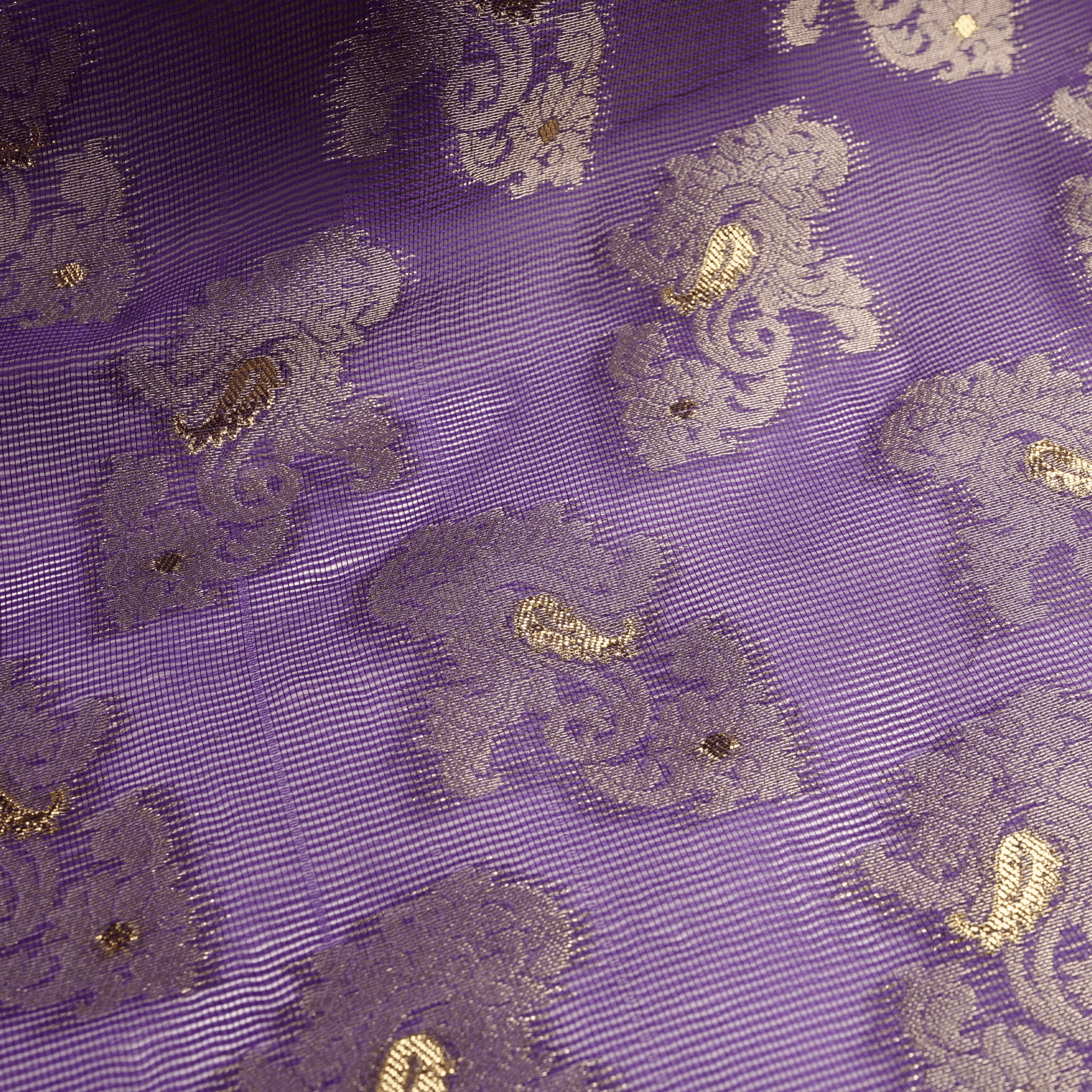 Mahveen – Loom Net Fabric with Golden Zari Bunch - Zahra Maham