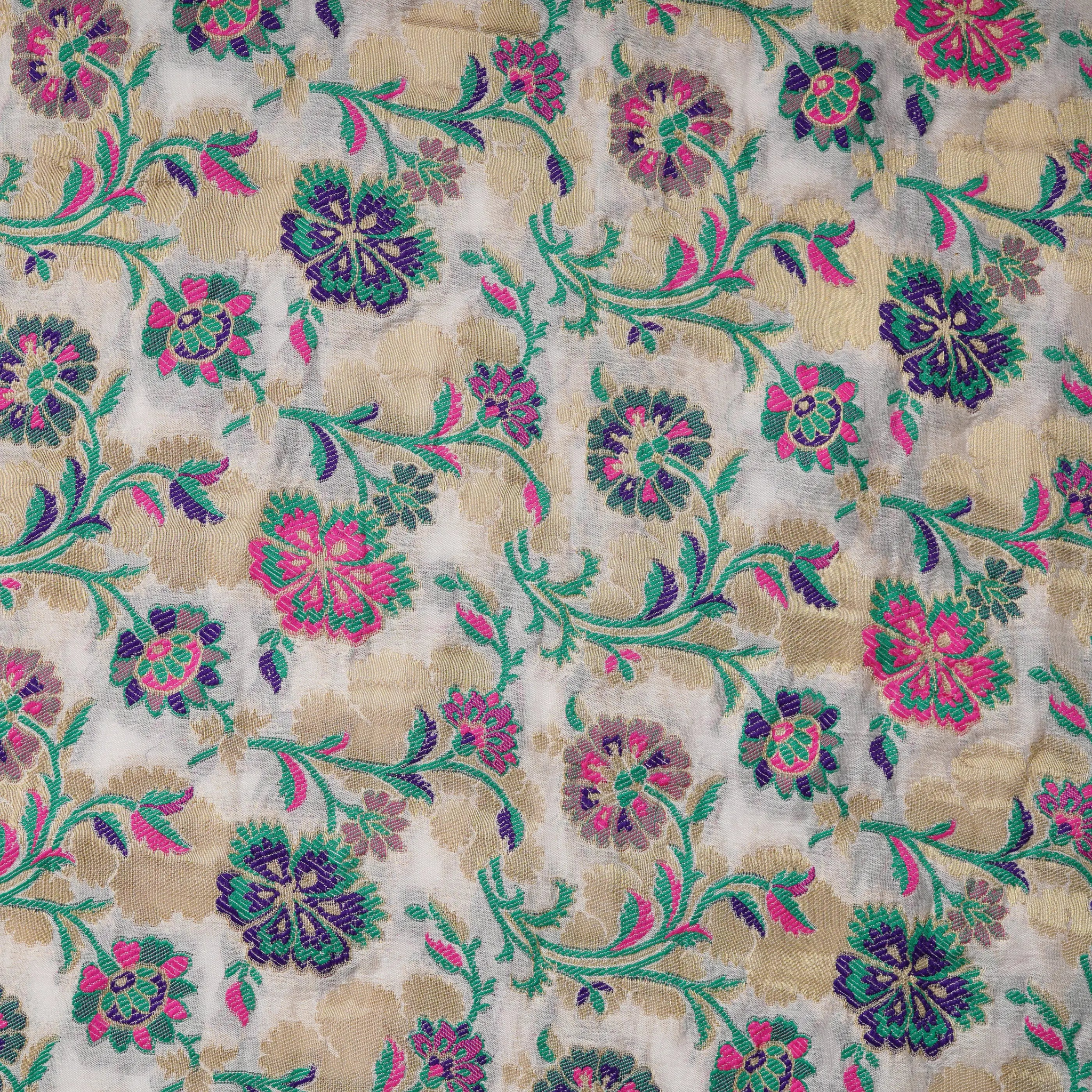 Maqaam Pure Chiffon Floral Jaal Kamkhwab - Zahra Maham