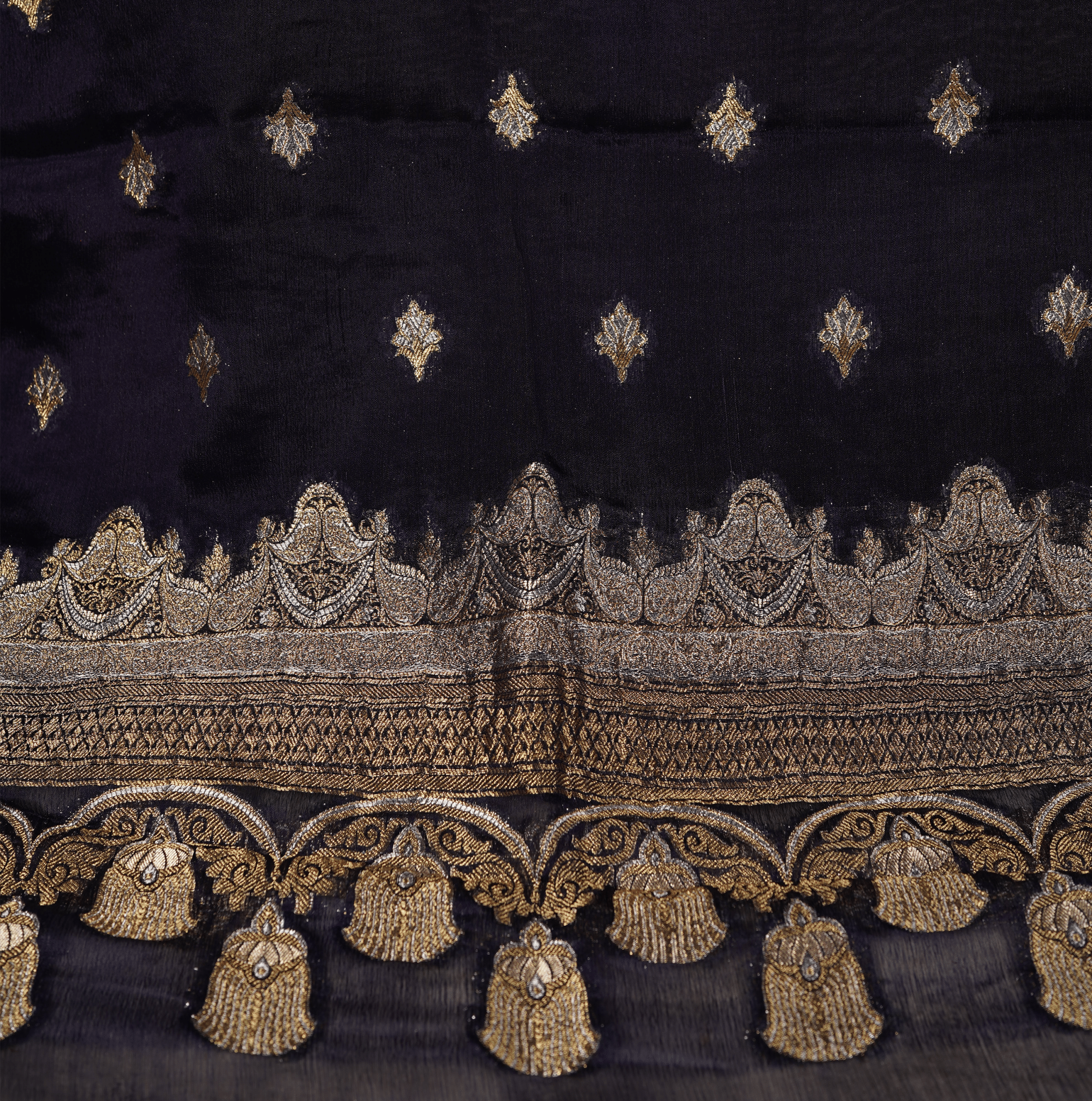 Mehr-e-Kashida – Pure Katan Chiffon Mughal Buti Shawl - Zahra Maham
