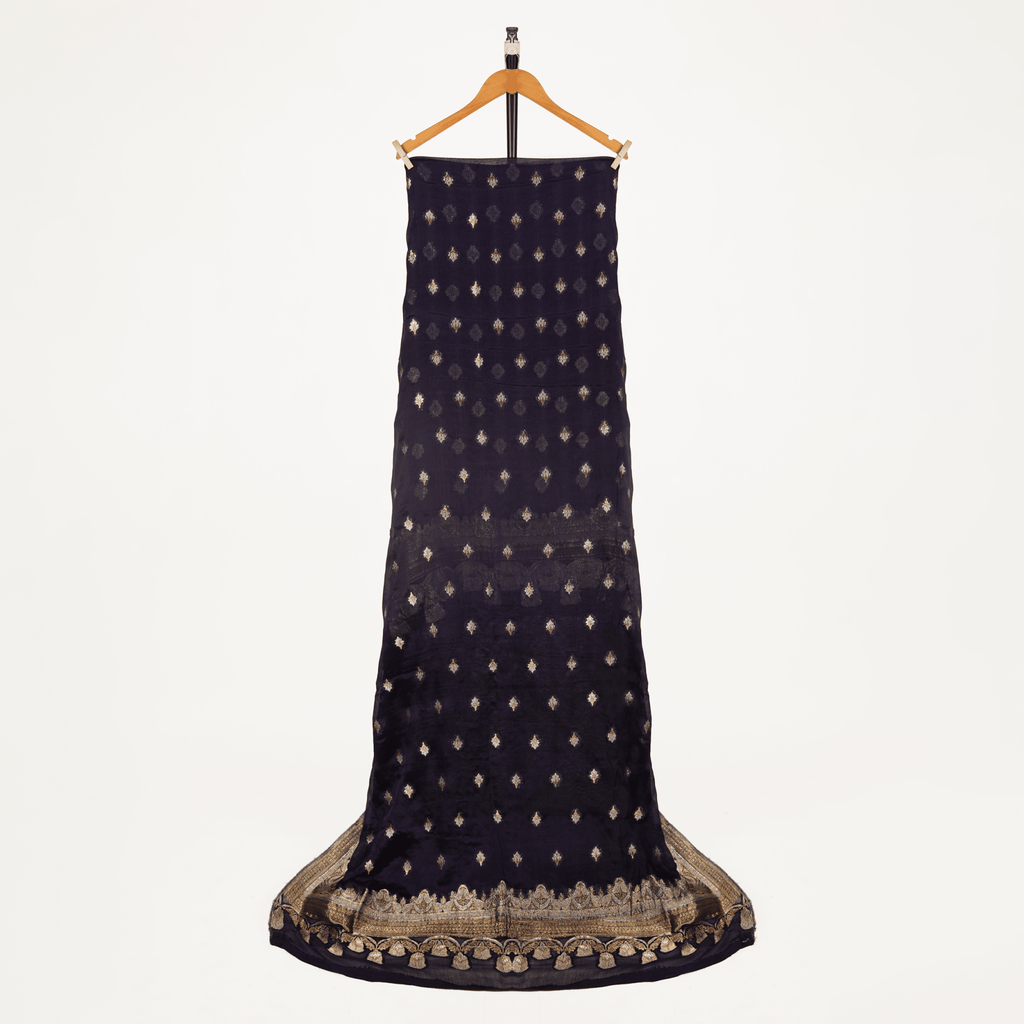 Mehr-e-Kashida – Pure Katan Chiffon Mughal Buti Shawl - Zahra Maham