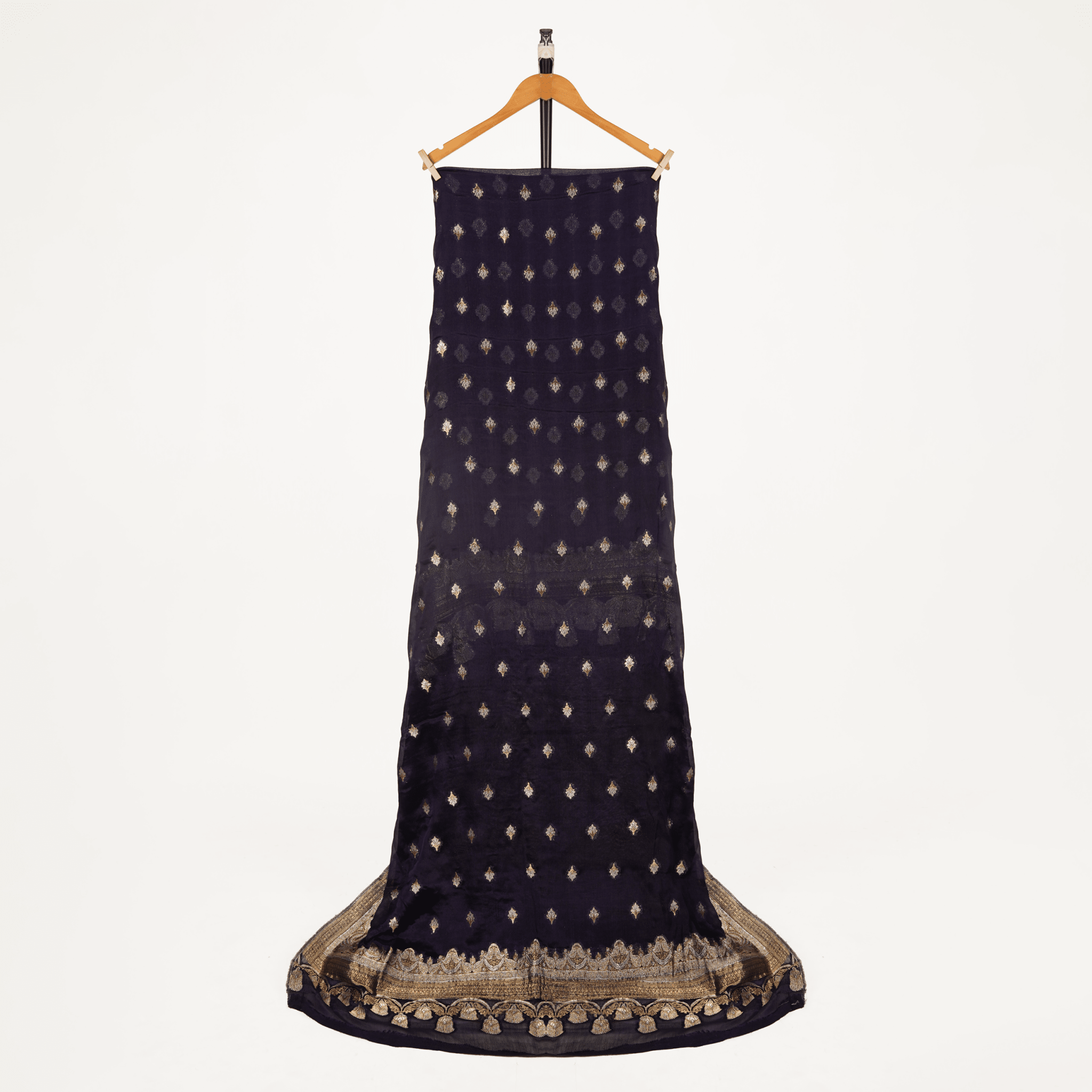Mehr-e-Kashida – Pure Katan Chiffon Mughal Buti Shawl - Zahra Maham