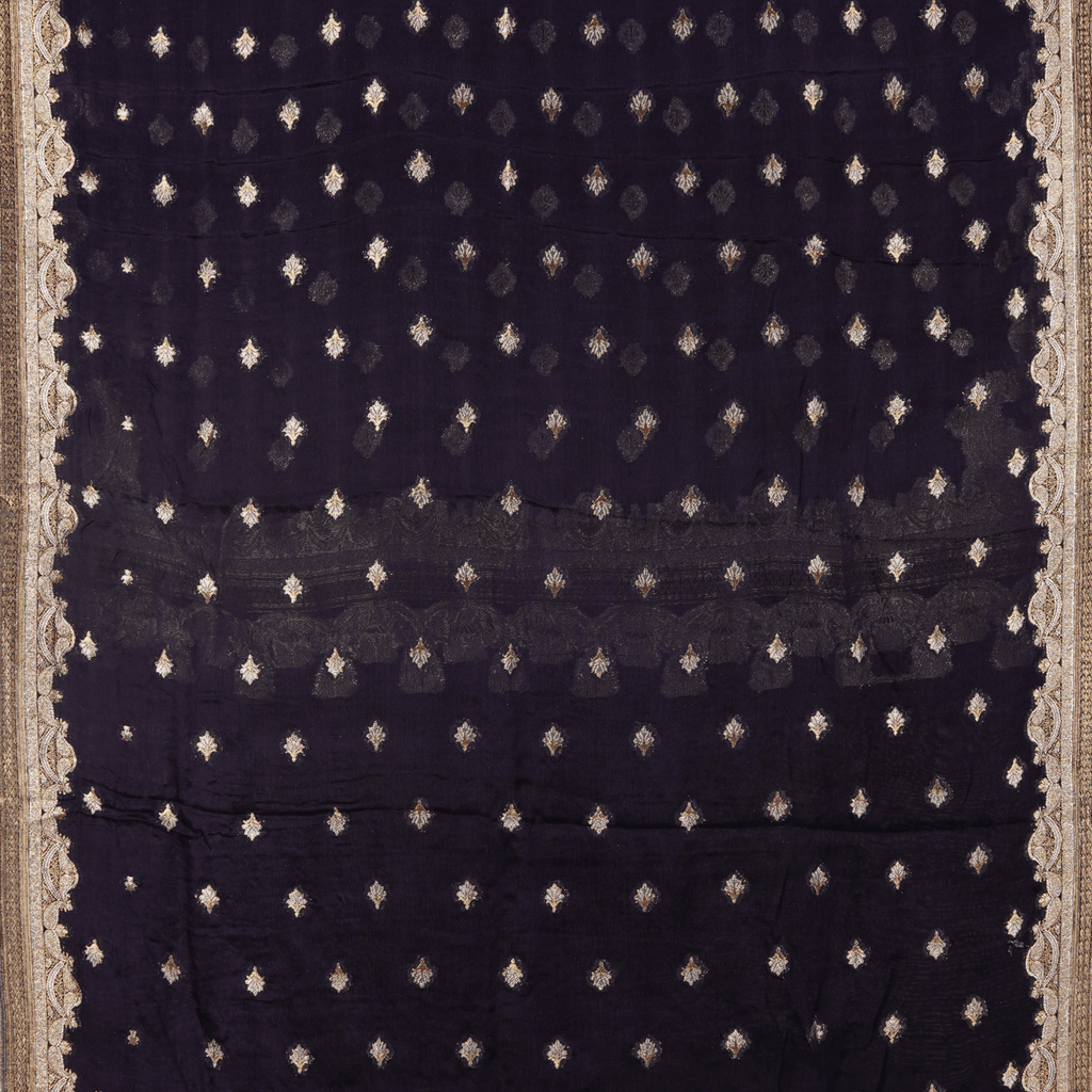 Mehr-e-Kashida – Pure Katan Chiffon Mughal Buti Shawl - Zahra Maham