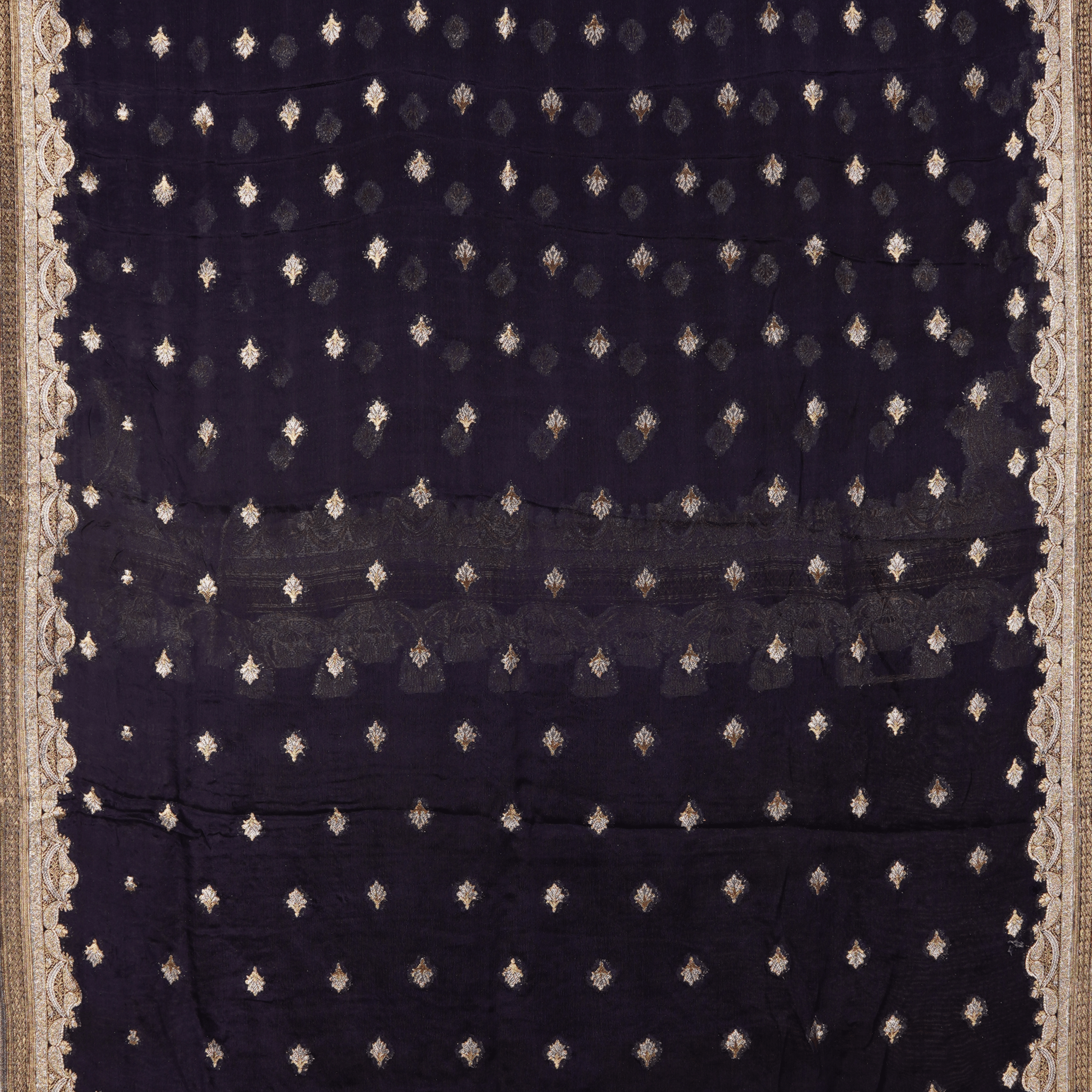 Mehr-e-Kashida – Pure Katan Chiffon Mughal Buti Shawl - Zahra Maham
