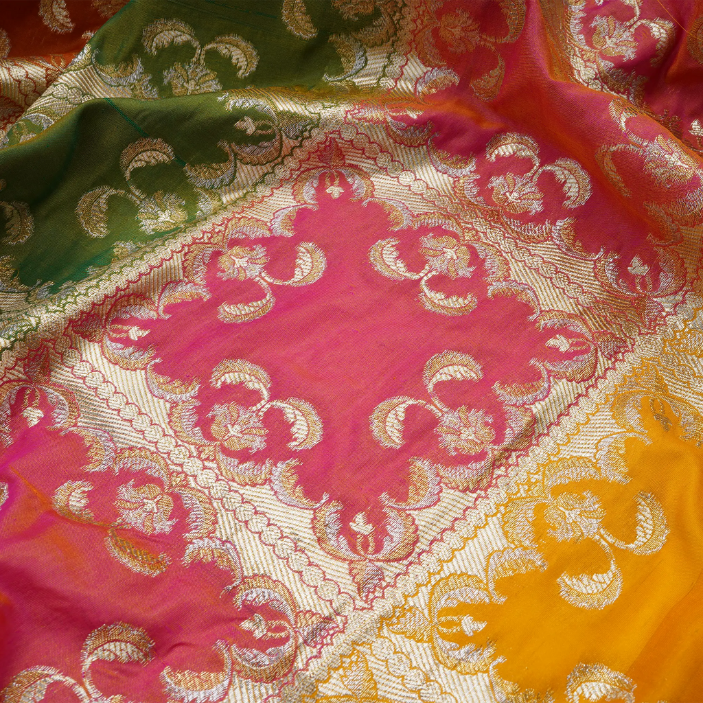 Mehr – Lightweight Katan with Floral Zari Work - Zahra Maham