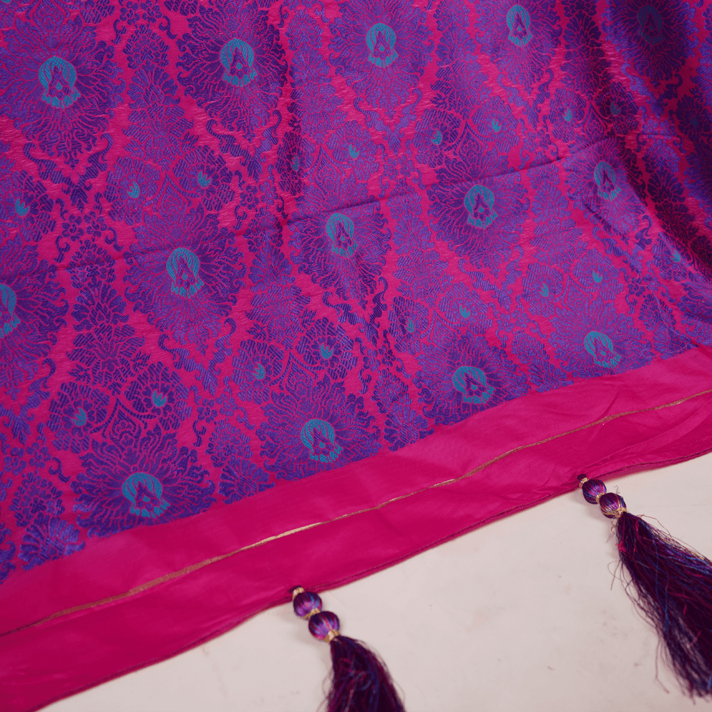 Mehrbano – Blended Katan Mughal Shawl with Tassels - Zahra Maham
