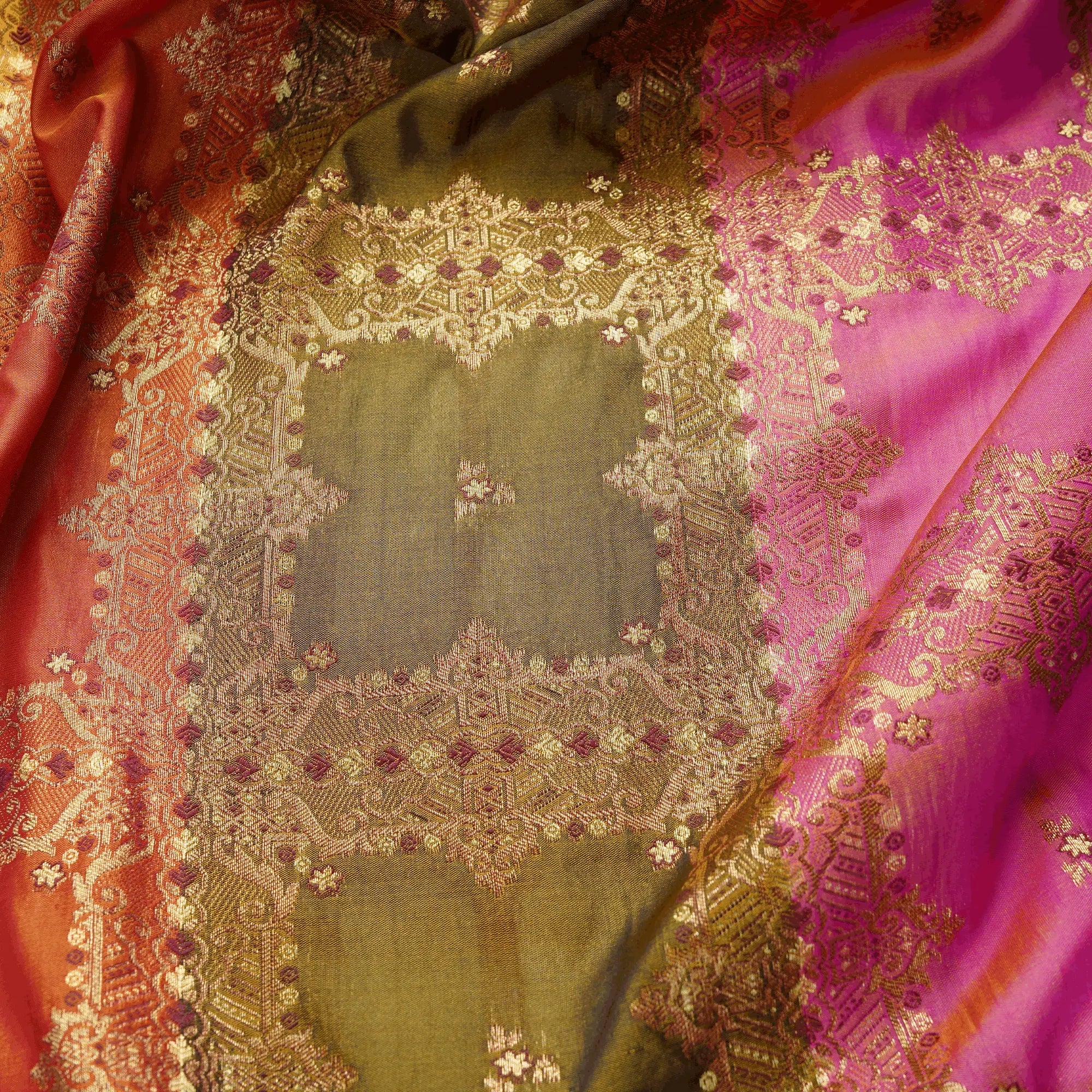 Mehrin – Lightweight Katan with Floral Zari Work - Zahra Maham