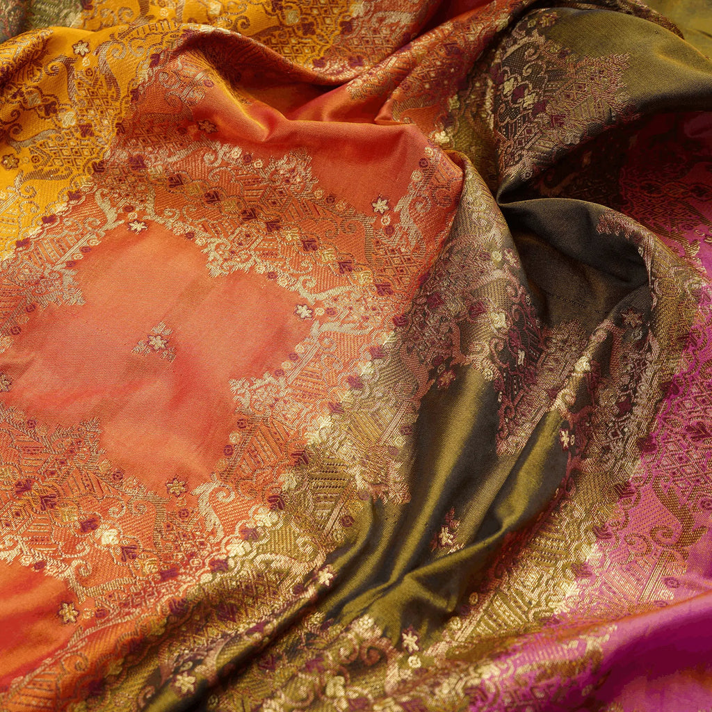 Mehrin – Lightweight Katan with Floral Zari Work - Zahra Maham