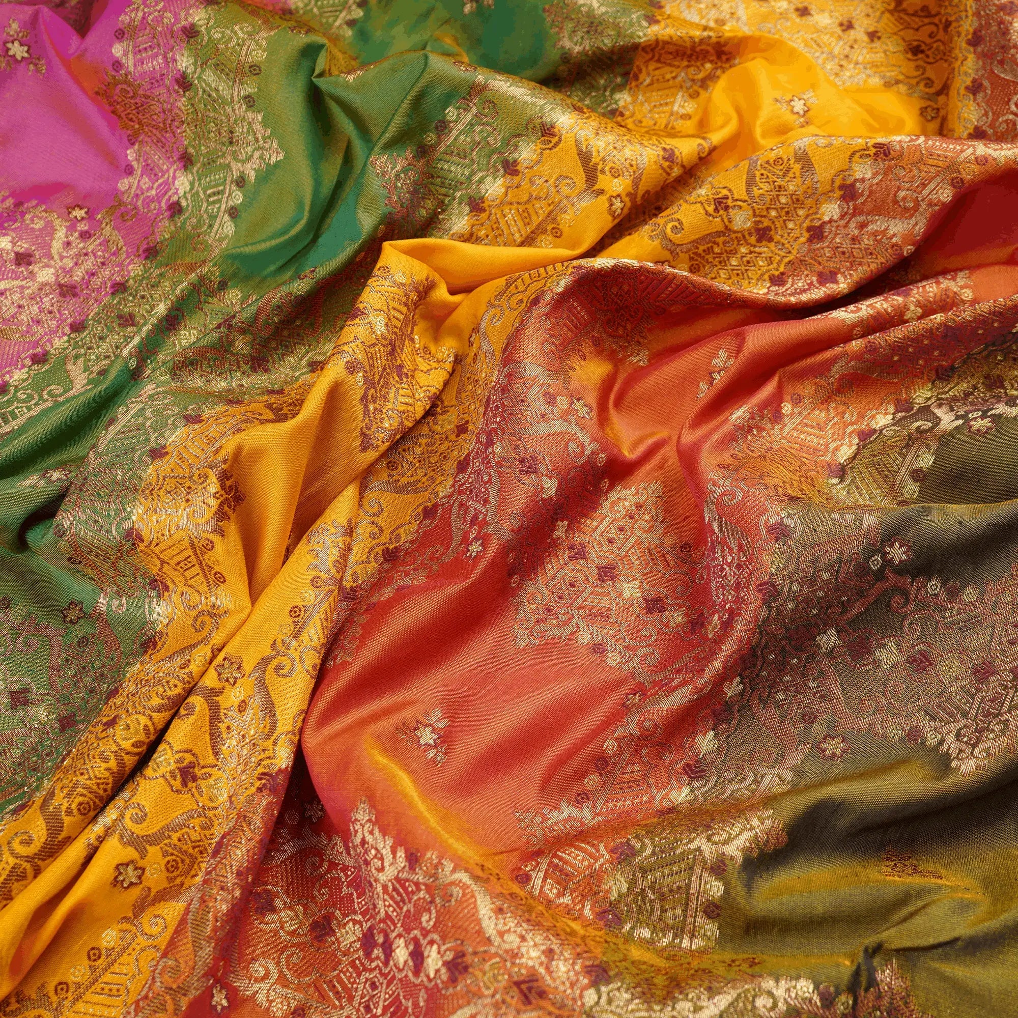 Mehrin – Lightweight Katan with Floral Zari Work - Zahra Maham