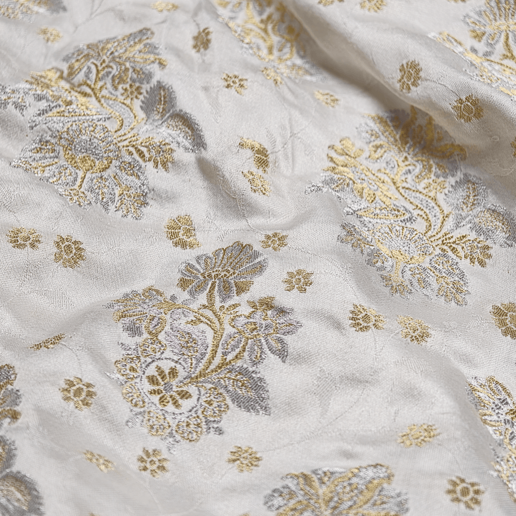 Mehrnoor – Pure Mulberry Satin Silk Floral Buti - Zahra Maham
