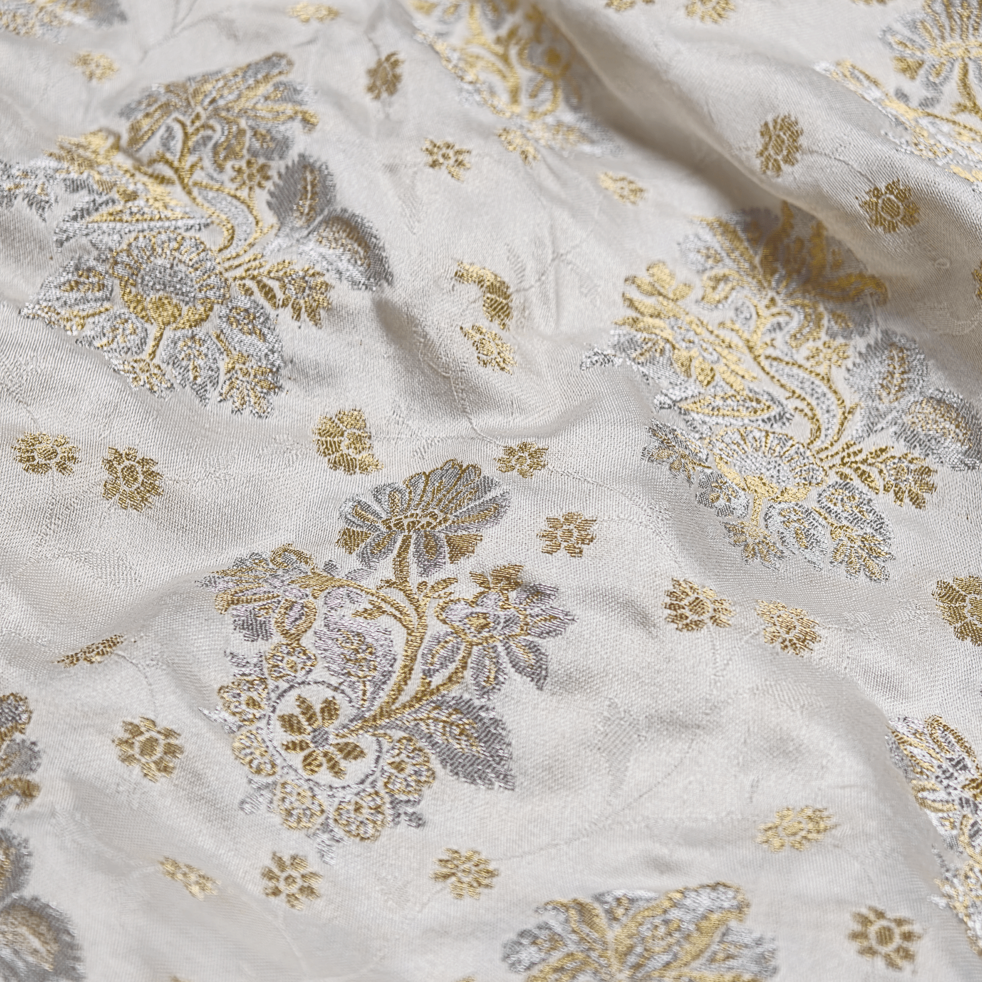 Mehrnoor – Pure Mulberry Satin Silk Floral Buti - Zahra Maham