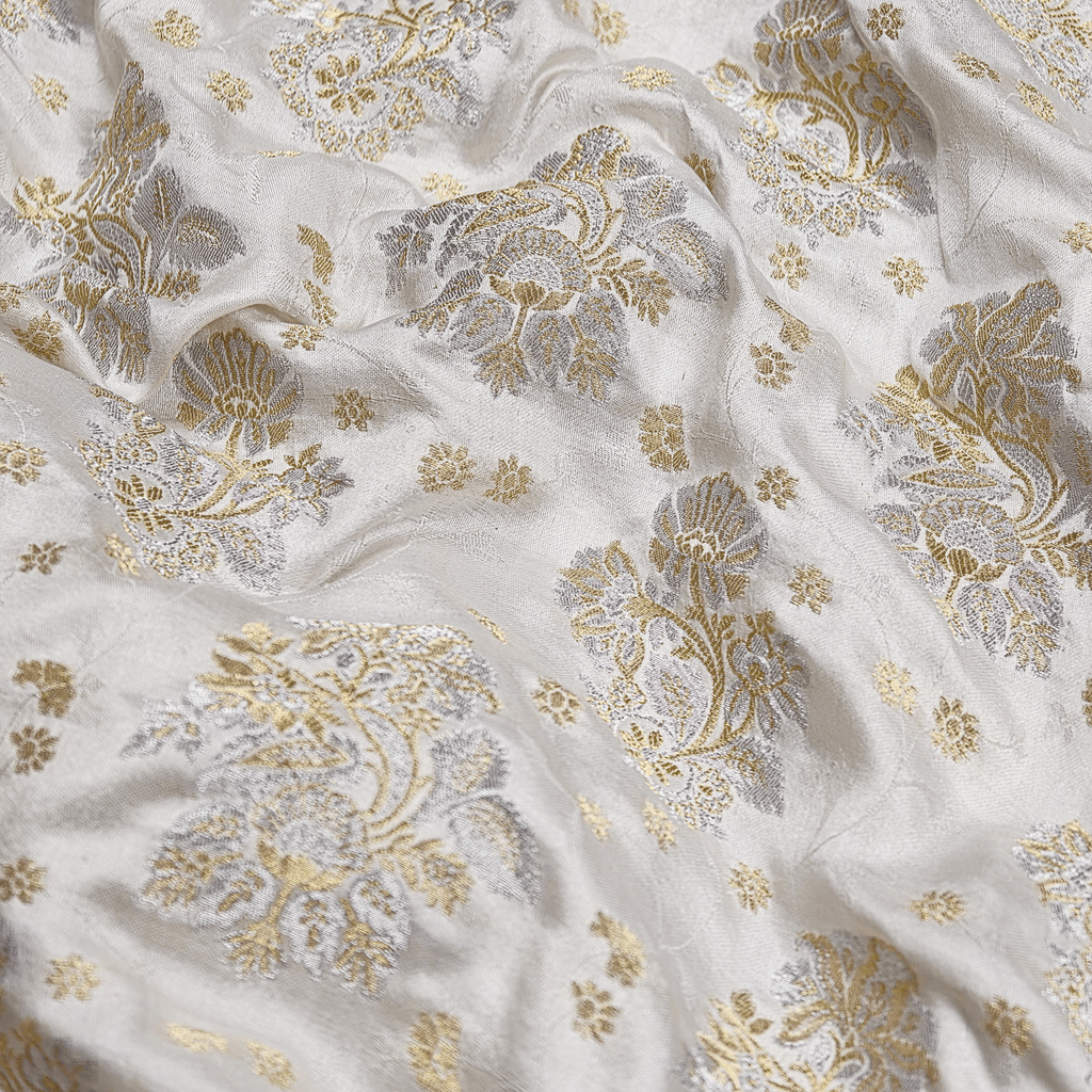 Mehrnoor – Pure Mulberry Satin Silk Floral Buti - Zahra Maham