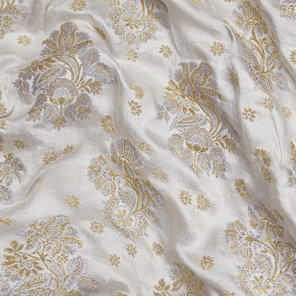 Mehrnoor – Pure Mulberry Satin Silk Floral Buti - Zahra Maham
