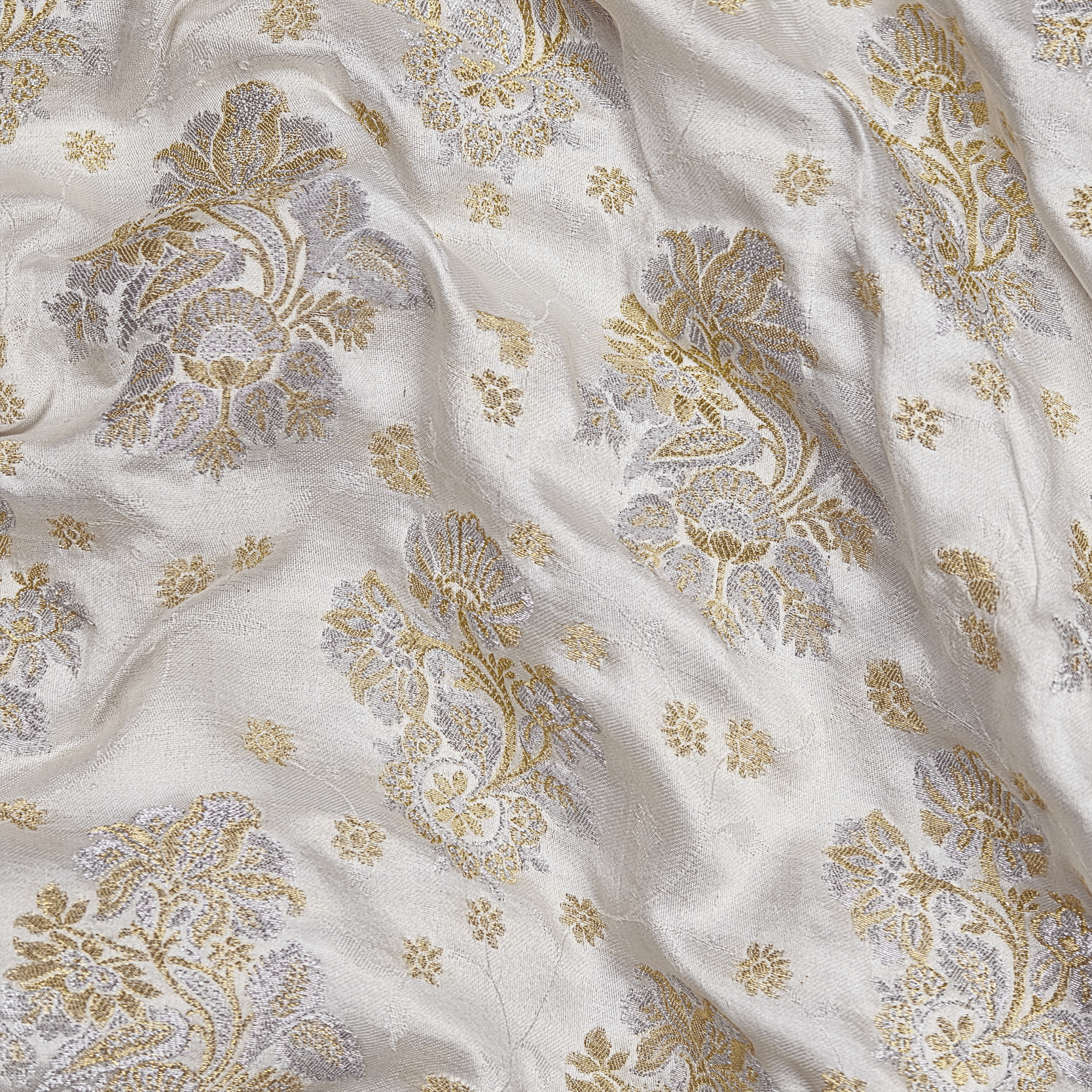 Mehrnoor – Pure Mulberry Satin Silk Floral Buti - Zahra Maham