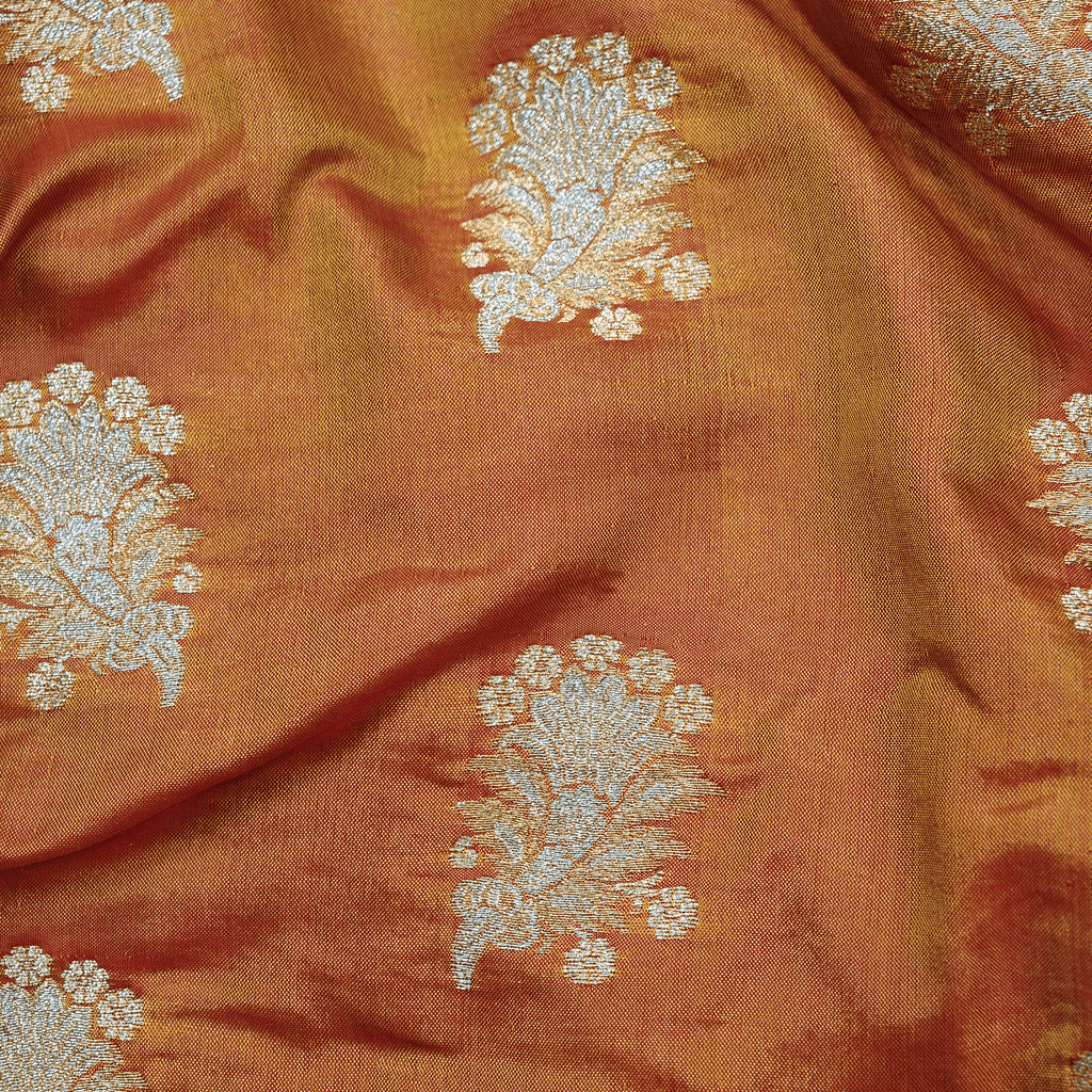 Mehrunisa Fleuristan Katan Silk (Dual Tone Rust) - Zahra Maham
