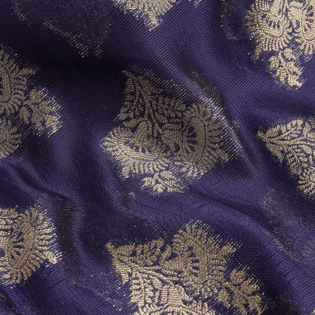 Mehwar – Loom Net Fabric with Golden Zari Bunch - Zahra Maham