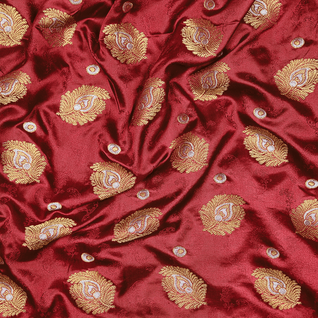 Morjal – Self Jamawar Katan Satin with Peacock Feather Buti - Zahra Maham