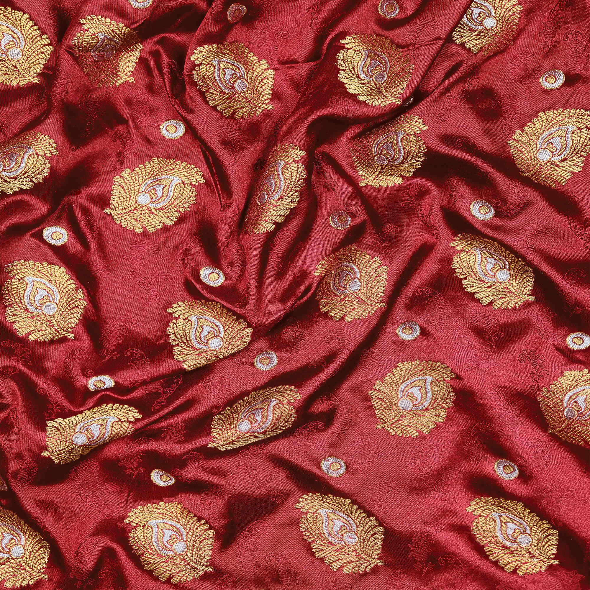 Morjal – Self Jamawar Katan Satin with Peacock Feather Buti - Zahra Maham