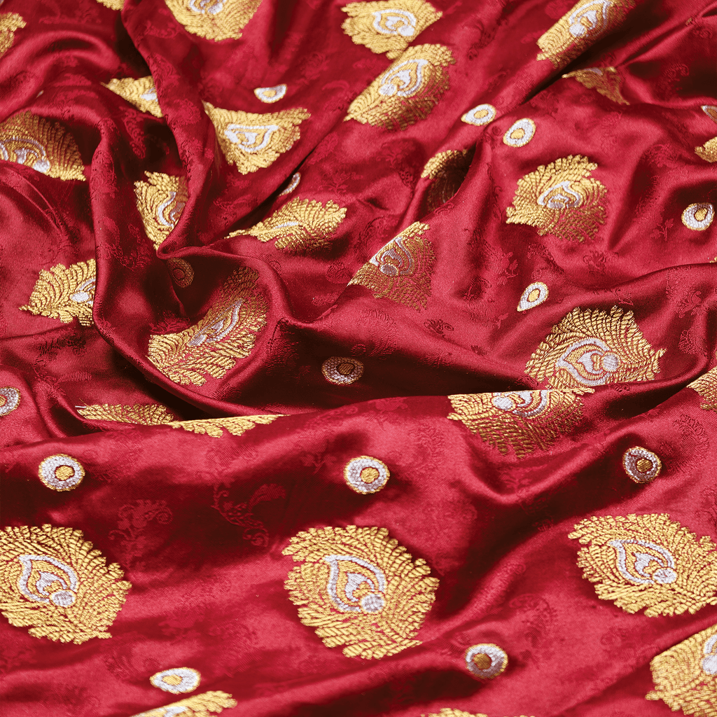 Morjal – Self Jamawar Katan Satin with Peacock Feather Buti - Zahra Maham