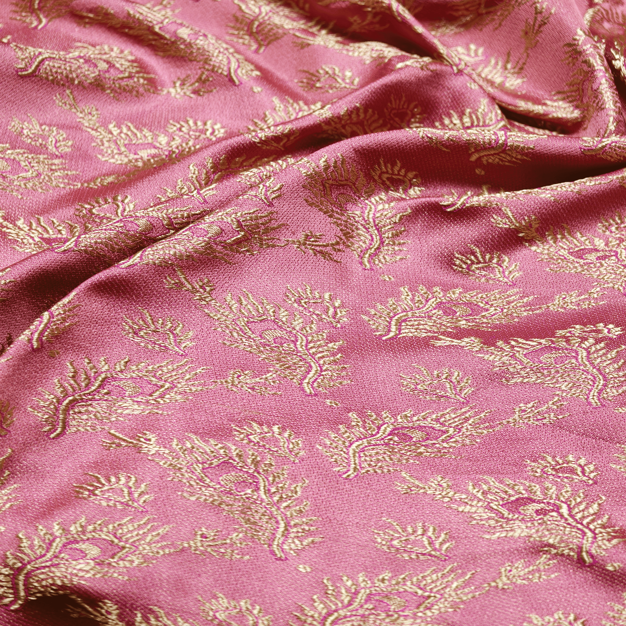 Morzaat – Pure Katan Satin with Peacock Feather Pattern (Double Sided) - Zahra Maham