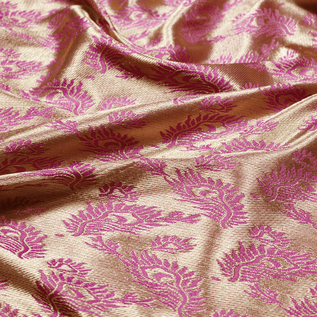 Morzaat – Pure Katan Satin with Peacock Feather Pattern (Double Sided) - Zahra Maham