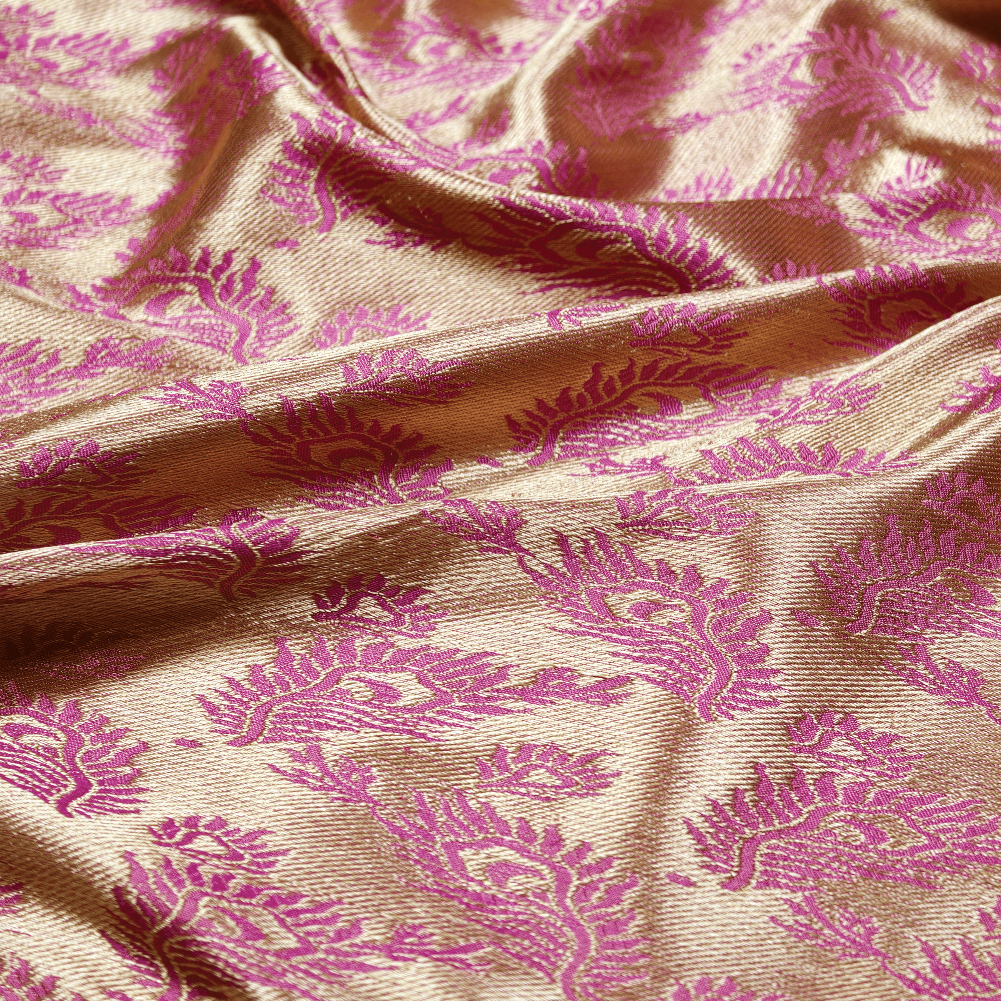Morzaat – Pure Katan Satin with Peacock Feather Pattern (Double Sided) - Zahra Maham