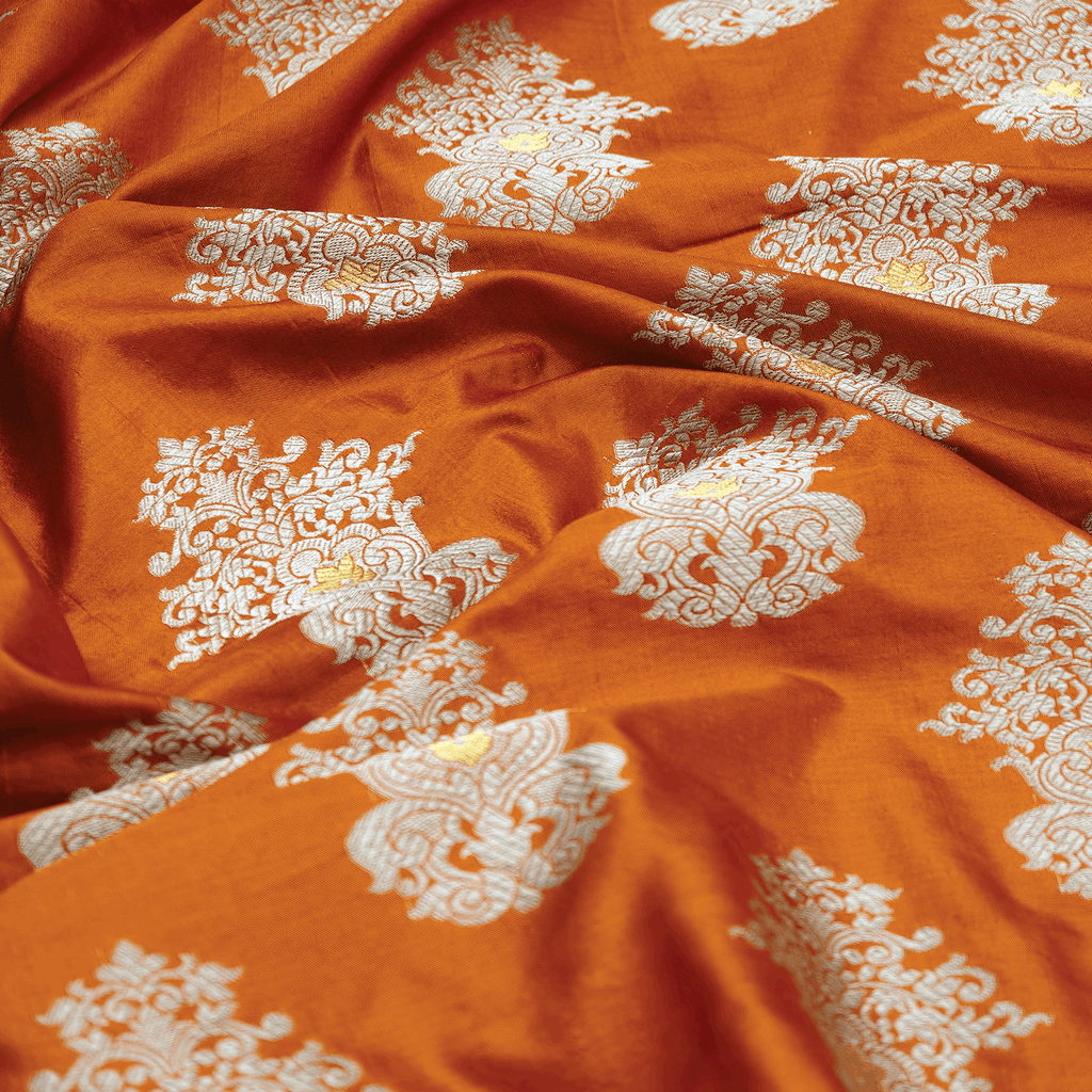 Naaranj Shaan — Pure Katan Silk (3.5 Yards) - Zahra Maham