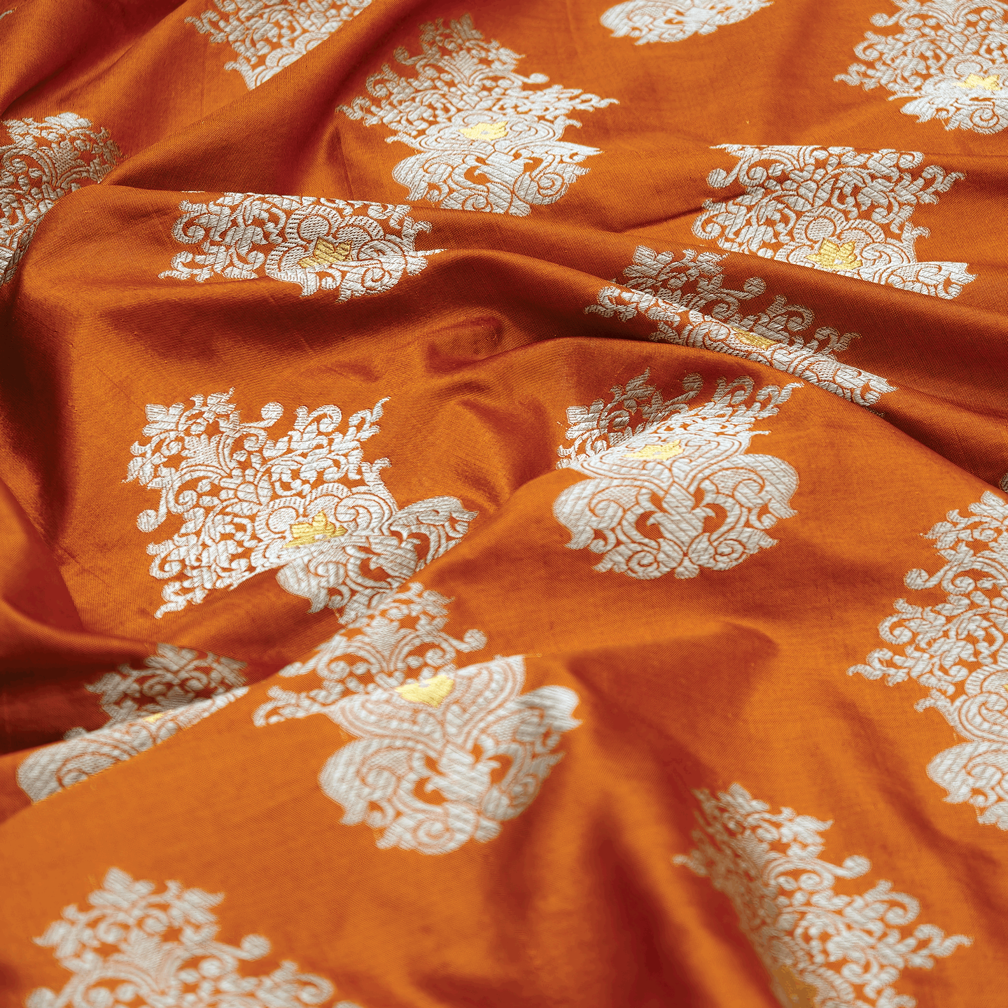 Naaranj Shaan — Pure Katan Silk (3.5 Yards) - Zahra Maham