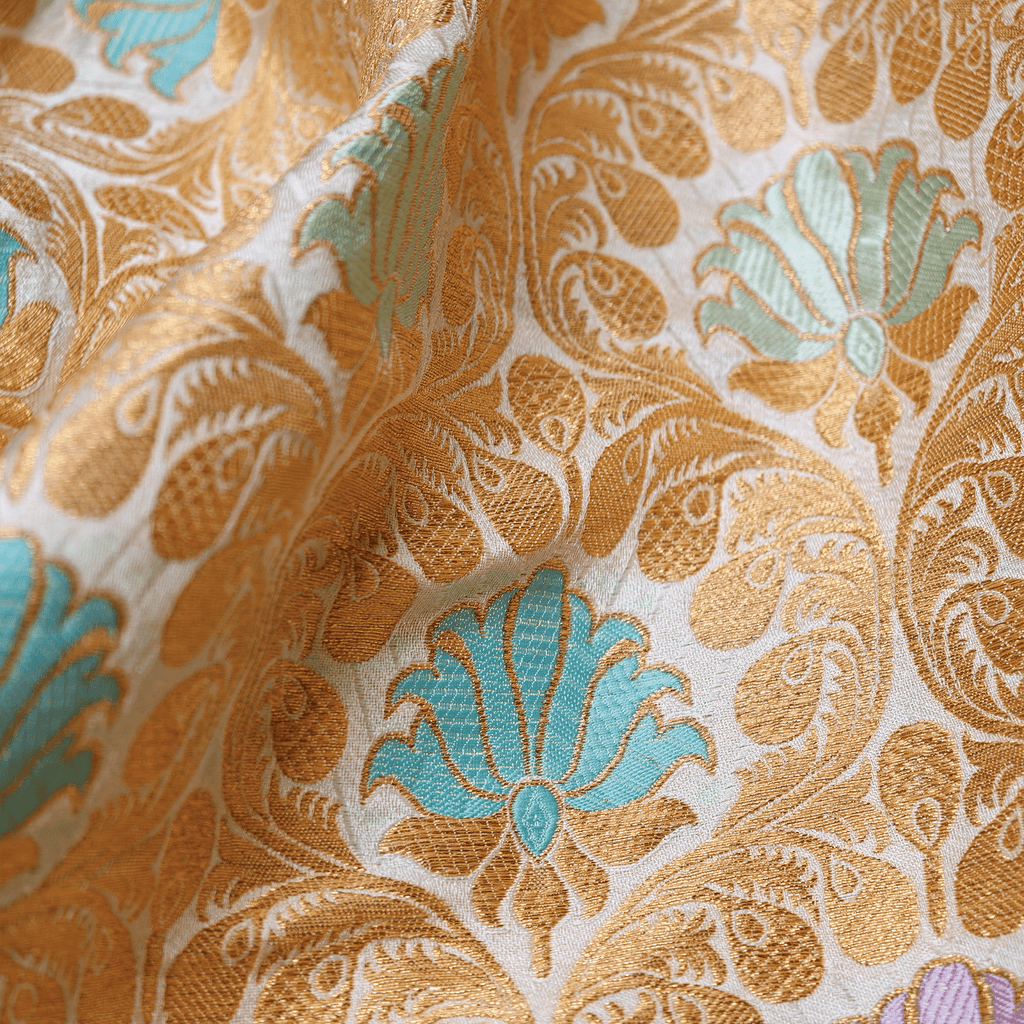 Nashkaar Kamkhwab – Satin Kamkhwab Mughal Floral Jaal - Zahra Maham