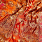 Noor-e-Kesar – Blended Katan Satin with Floral Zari Work - Zahra Maham