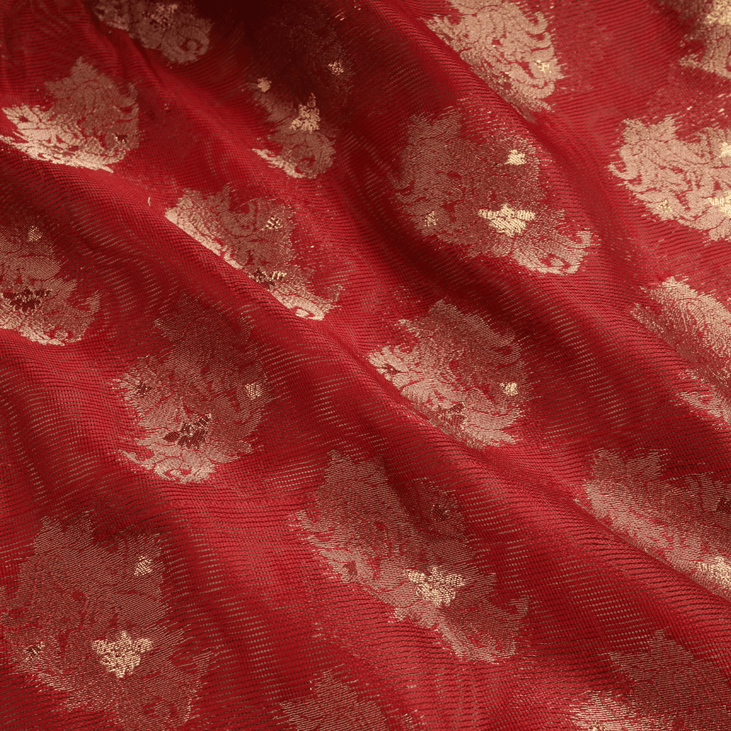 Noorain – Loom Net Fabric with Golden Zari Bunch - Zahra Maham