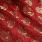 Noorain – Loom Net Fabric with Golden Zari Bunch - Zahra Maham