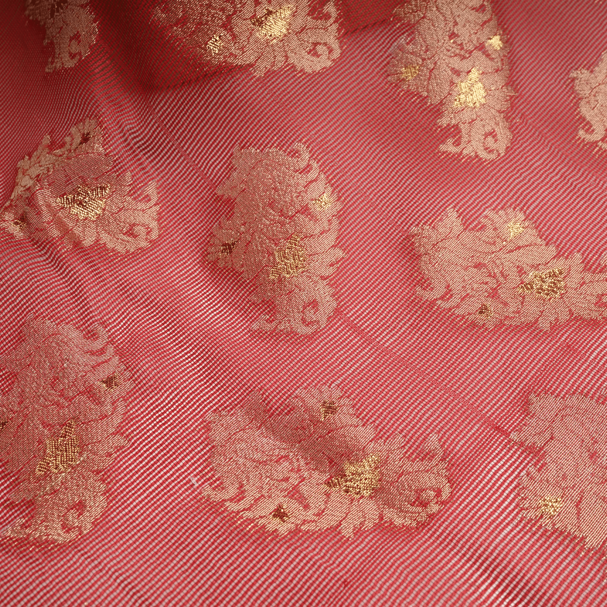 Noorain – Loom Net Fabric with Golden Zari Bunch - Zahra Maham