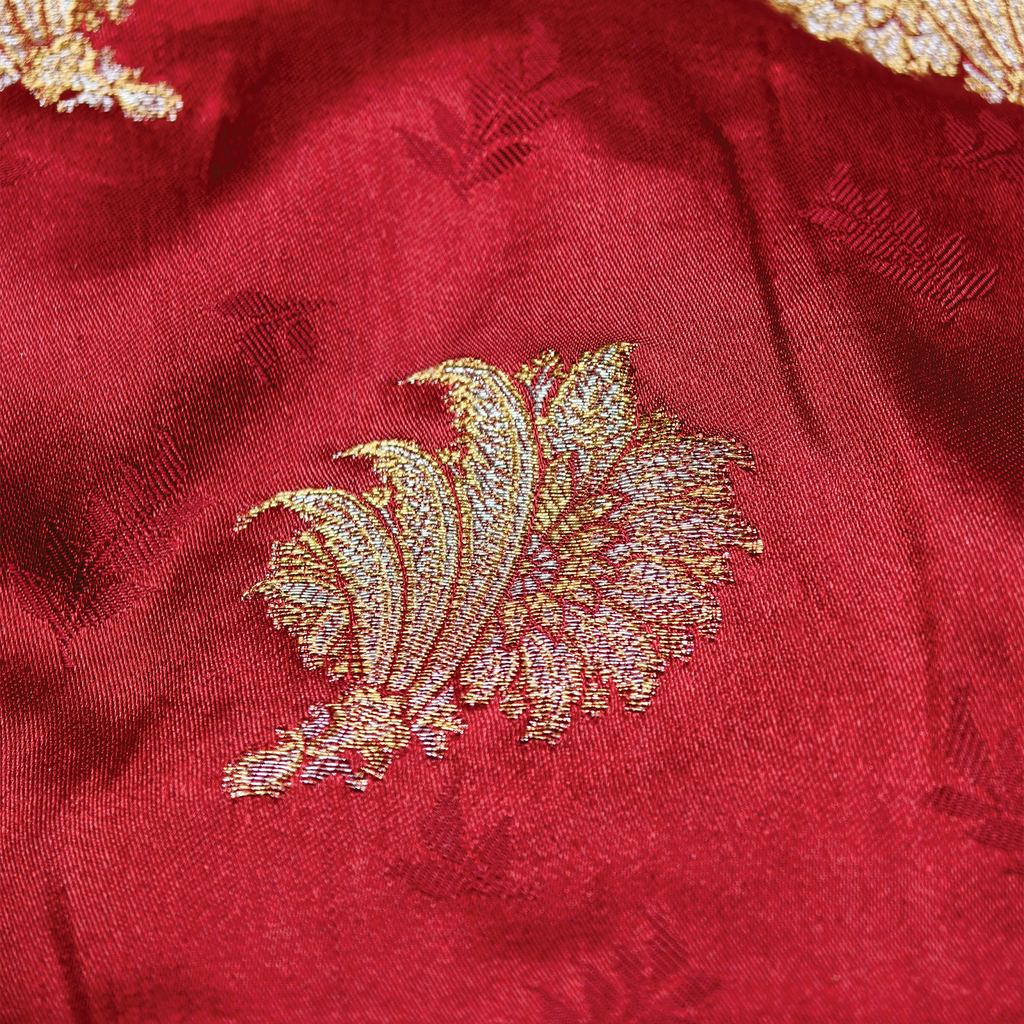Gulzaar Self Jamawar Katan Satin with Floral Buti